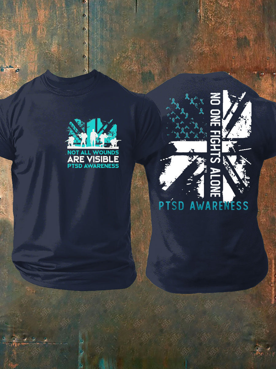Men's PTSD Awareness Veteran Printed T-shirt