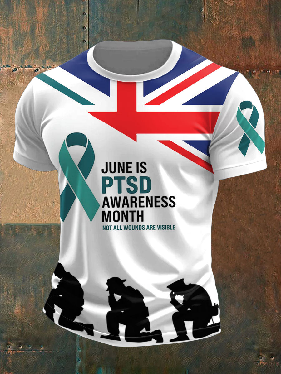 Men's UK PTSD Awareness Veteran Printed T-shirt