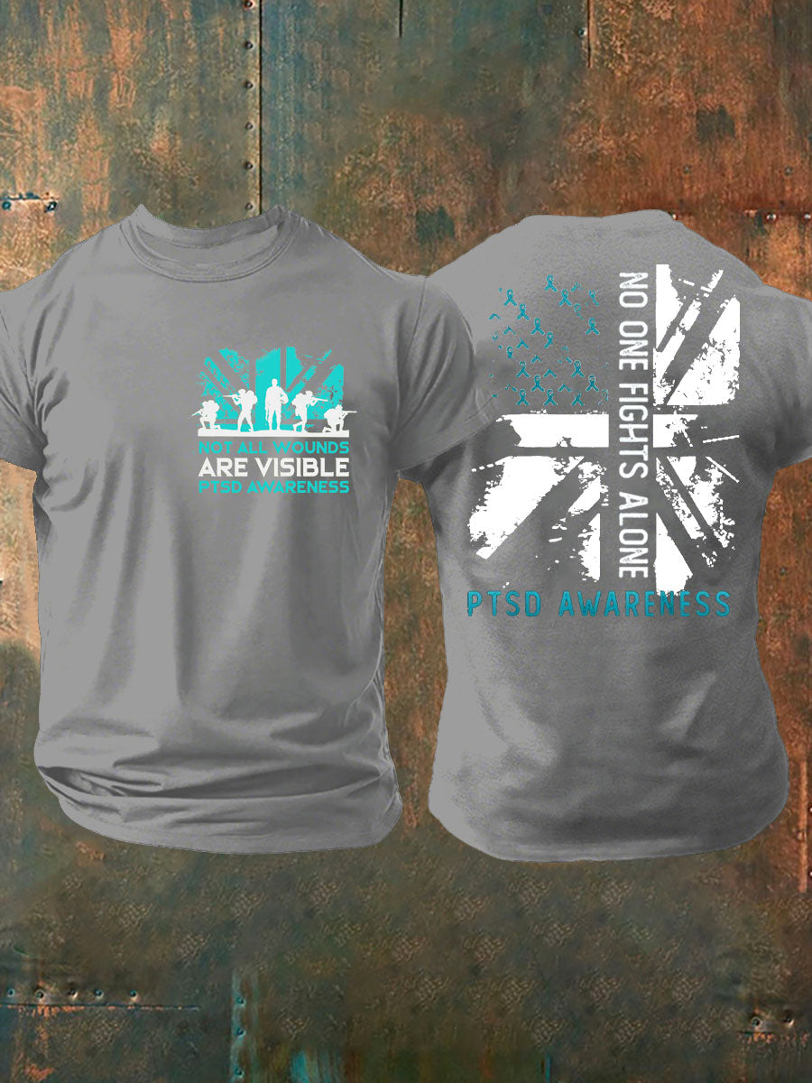 Men's PTSD Awareness Veteran Printed T-shirt