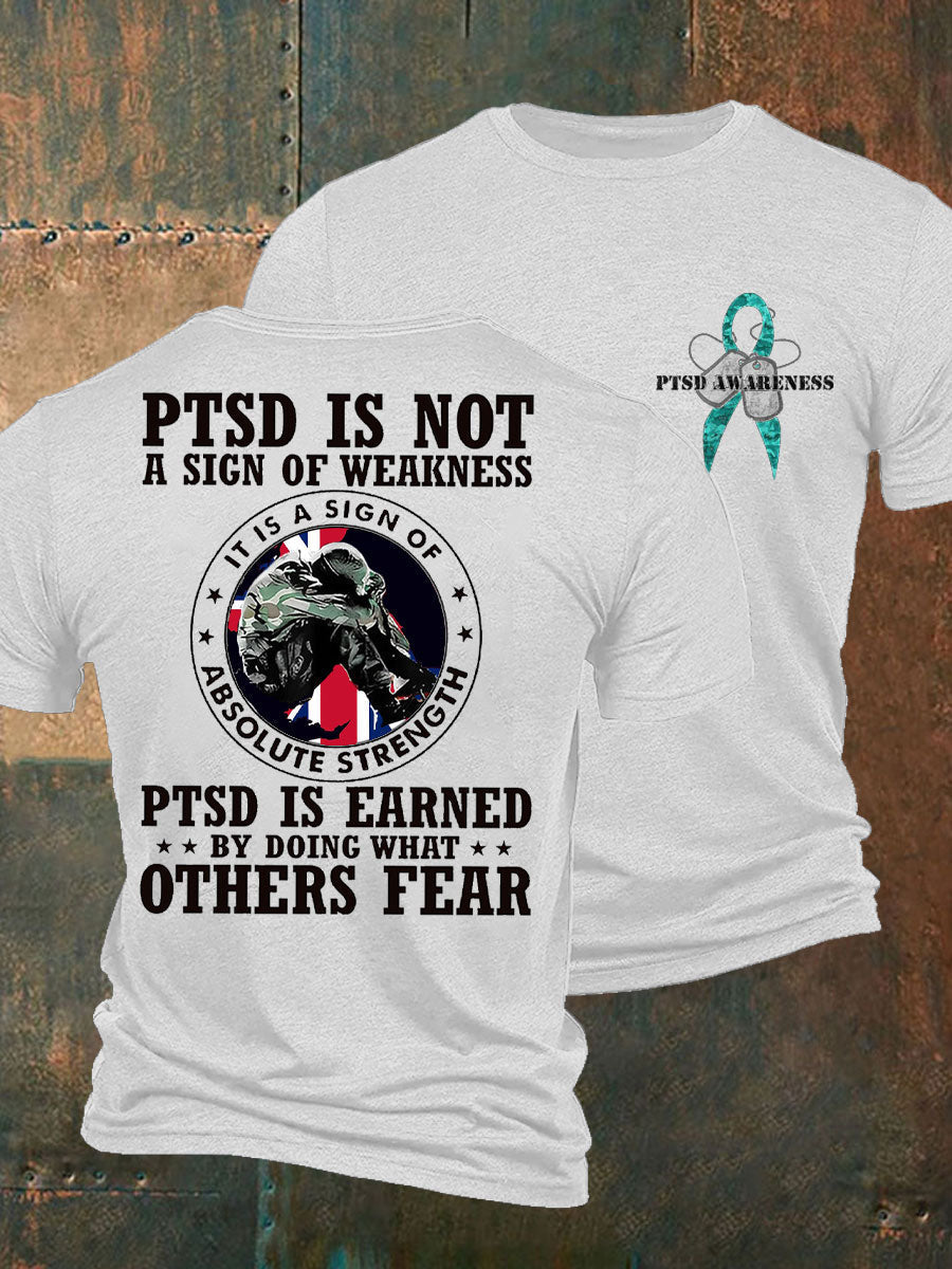 Men's PTSD Awareness Veteran Printed T-shirt