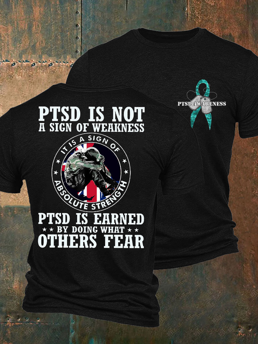 Men's PTSD Awareness Veteran Printed T-shirt