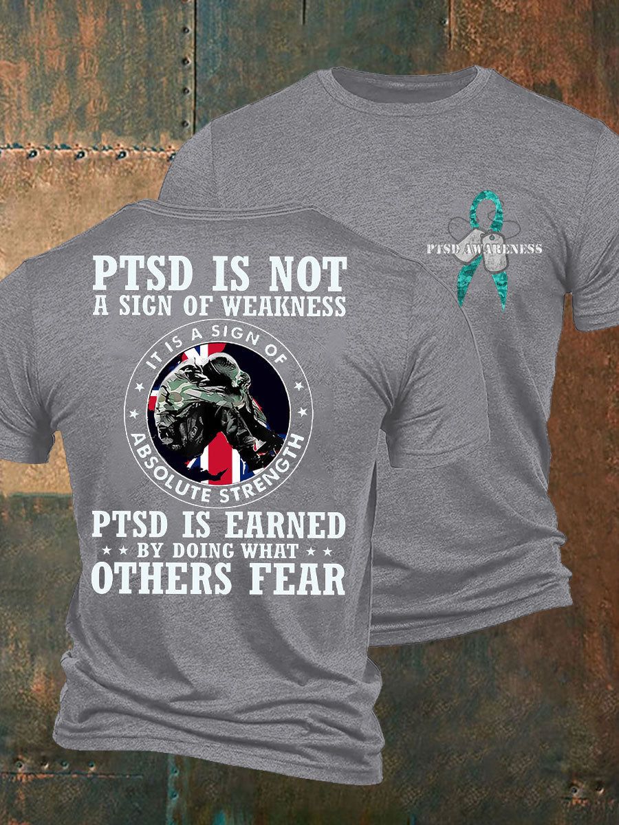 Men's PTSD Awareness Veteran Printed T-shirt