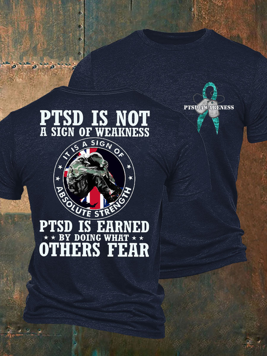 Men's PTSD Awareness Veteran Printed T-shirt