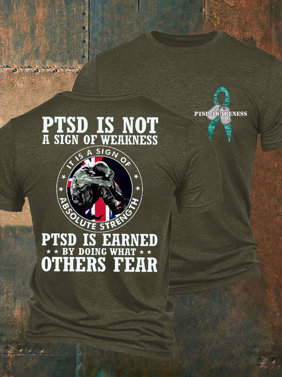 Men's PTSD Awareness Veteran Printed T-shirt