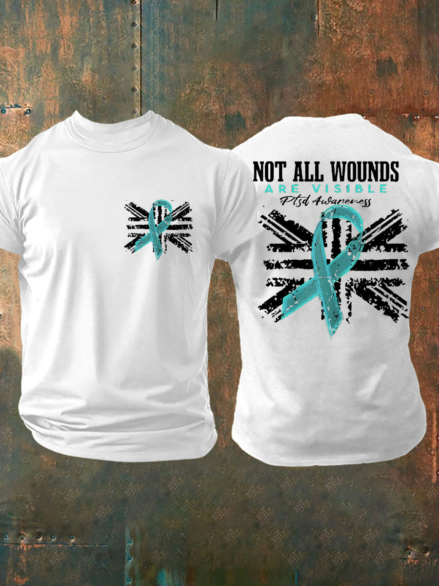 Men's PTSD Awareness Veteran Printed T-shirt