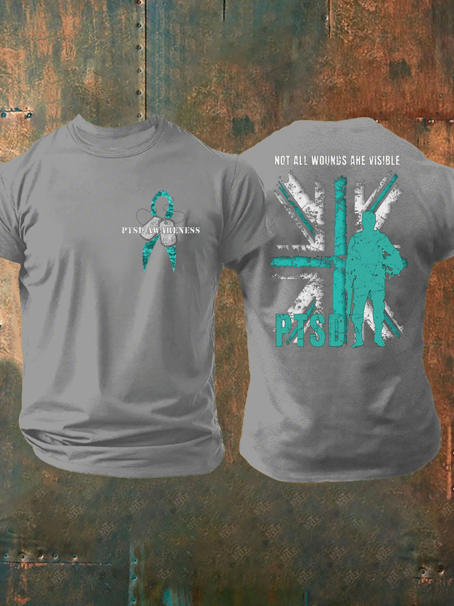 Men's PTSD Awareness Veteran Printed T-shirt