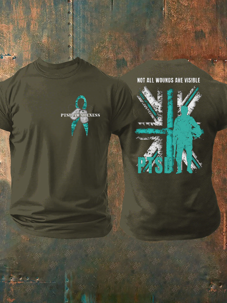 Men's PTSD Awareness Veteran Printed T-shirt