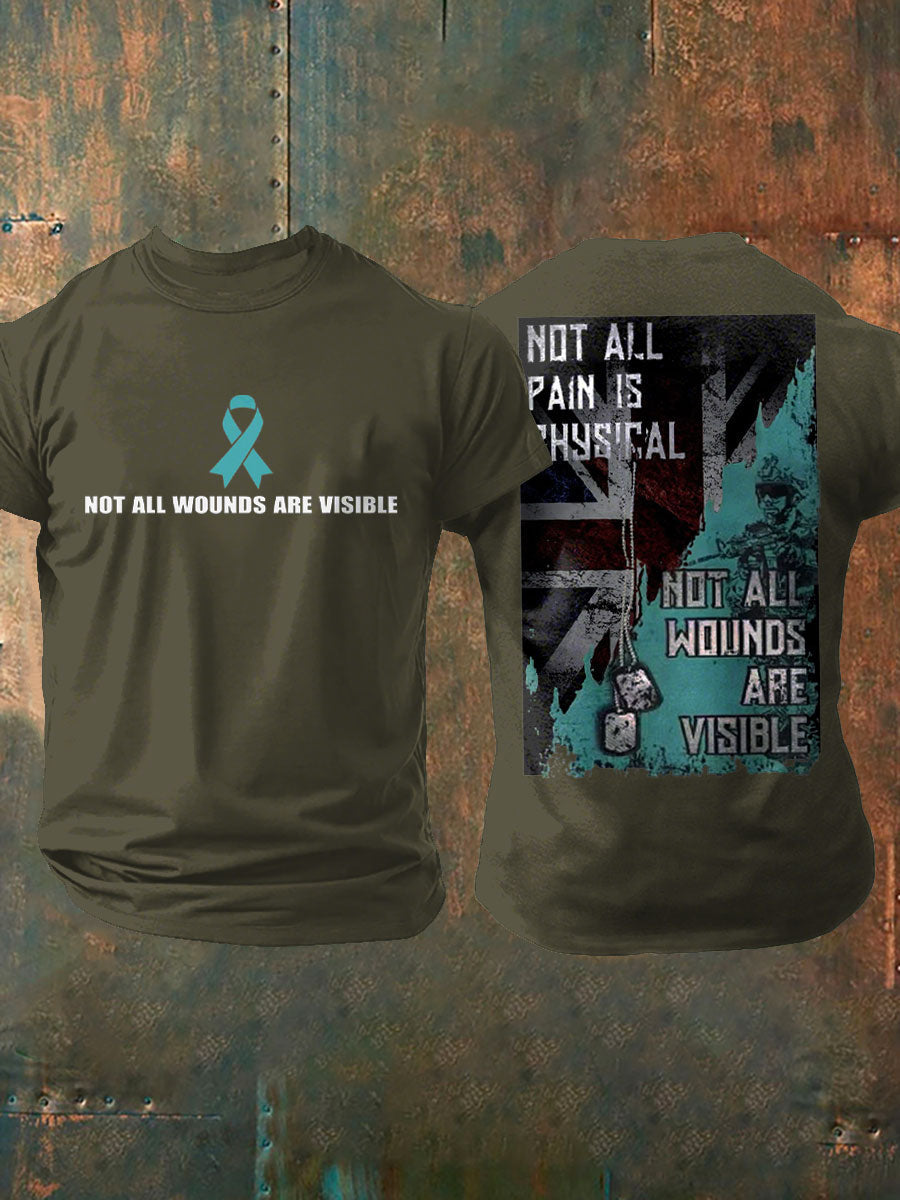 Men's PTSD Awareness Veteran Printed T-shirt