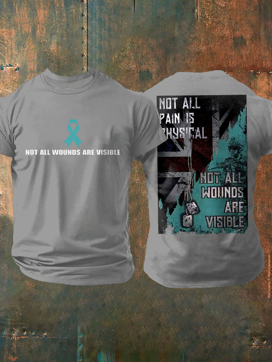 Men's PTSD Awareness Veteran Printed T-shirt