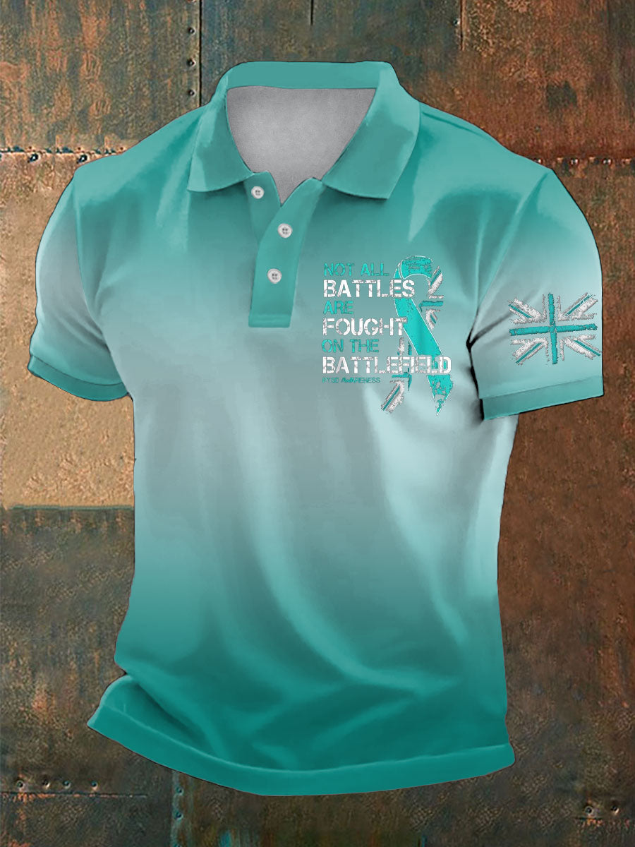 Men's PTSD Awareness Veteran Printed Casual Tops