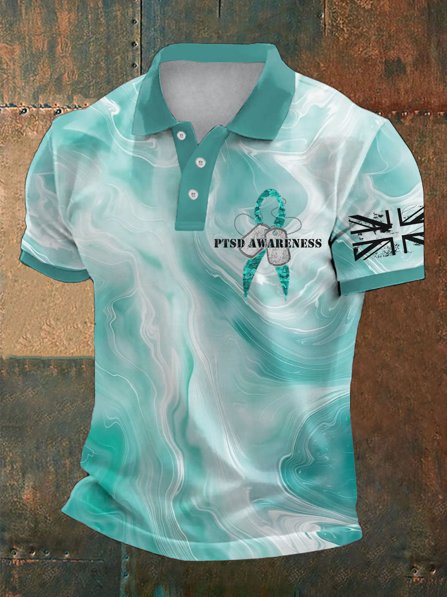 Men's PTSD Awareness Veteran Printed Casual Tops