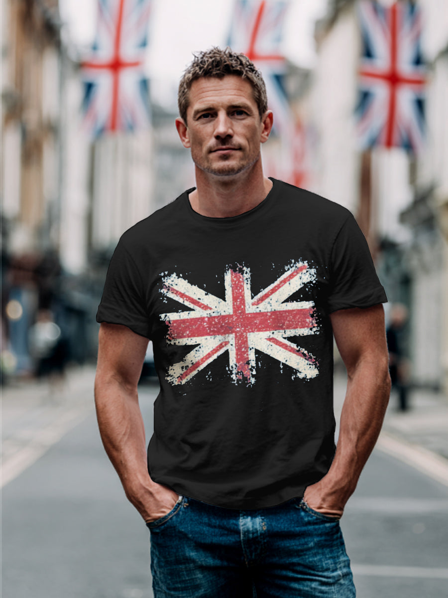 Men's UK Flag Print Casual Tee