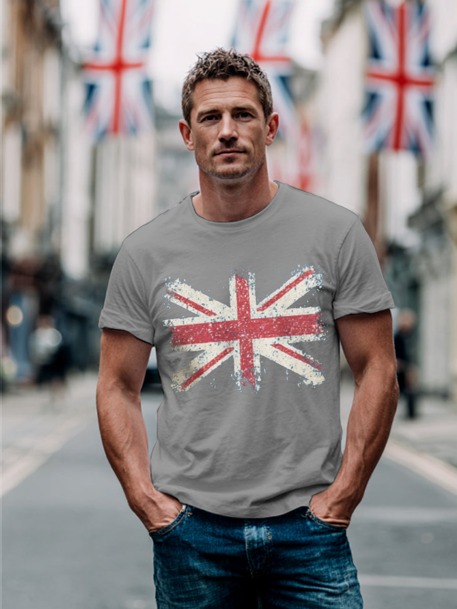 Men's UK Flag Print Casual Tee