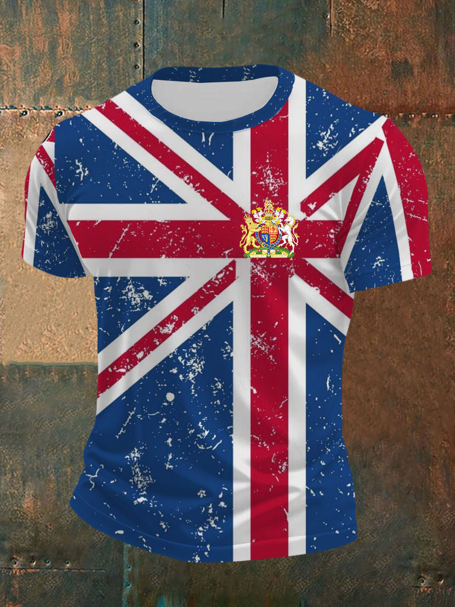 Men's UK Patriotic Flag Printed Short Sleeve T-shirt