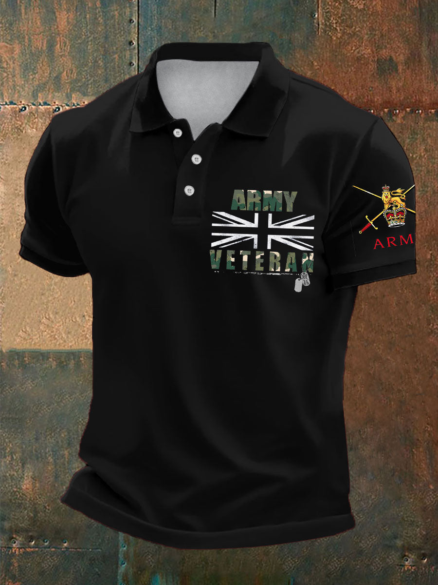 Men's British Veteran Printed Casual Tops