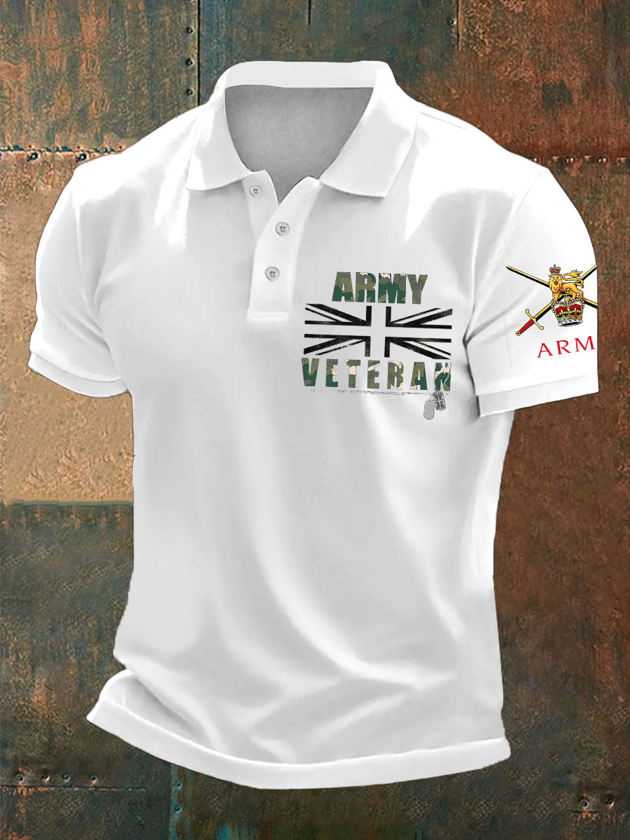 Men's British Veteran Printed Casual Tops