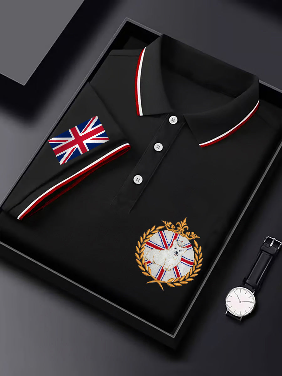 Men's England Flag British Royal Corgi Casual Short Sleeve Top