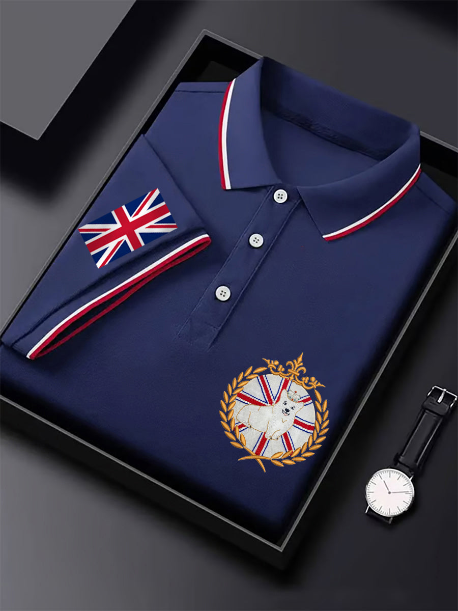 Men's England Flag British Royal Corgi Casual Short Sleeve Top