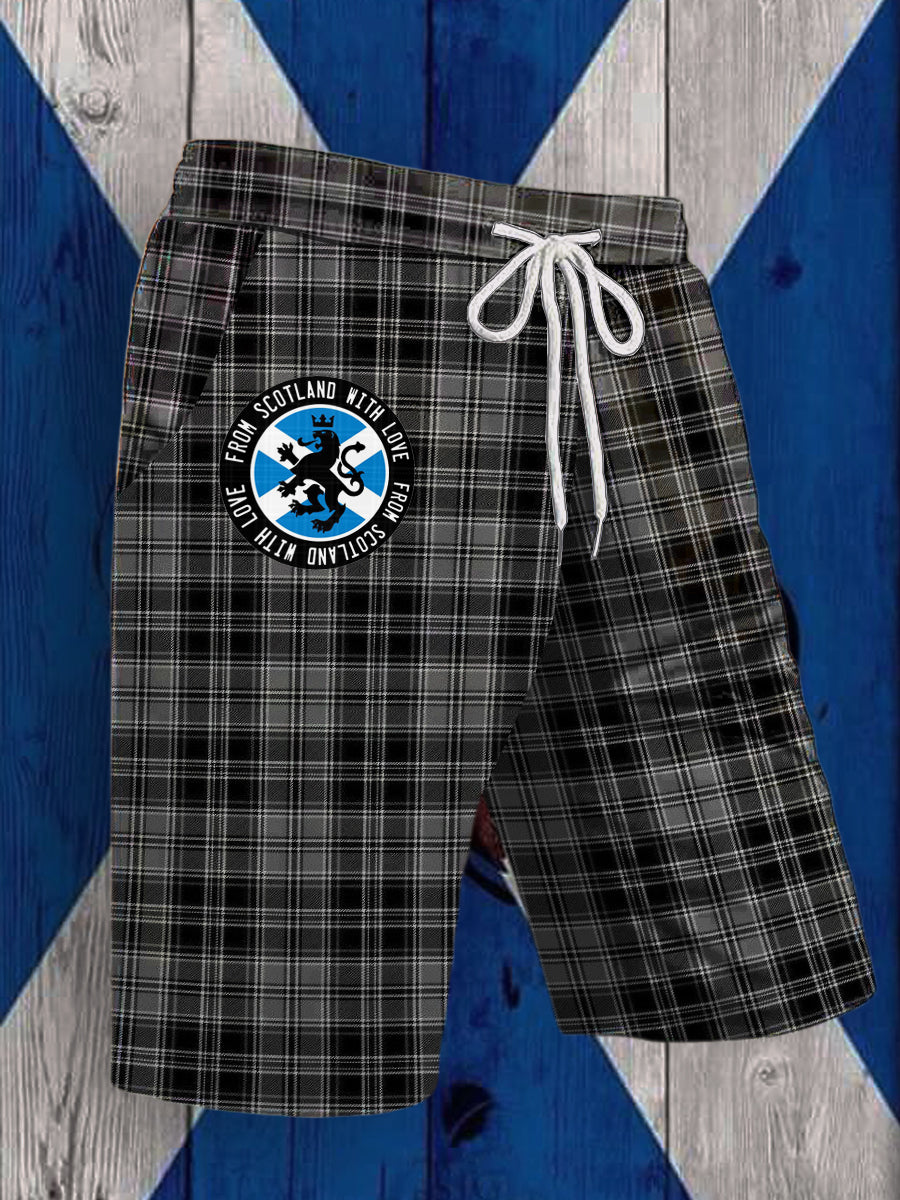 Men's Scotland Tartan Printed Drawstring Shorts