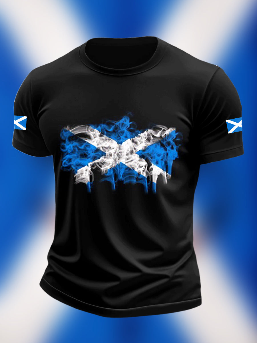 Scotland Flag Printed Vintage Fashion Loose Short Sleeve T-Shirt