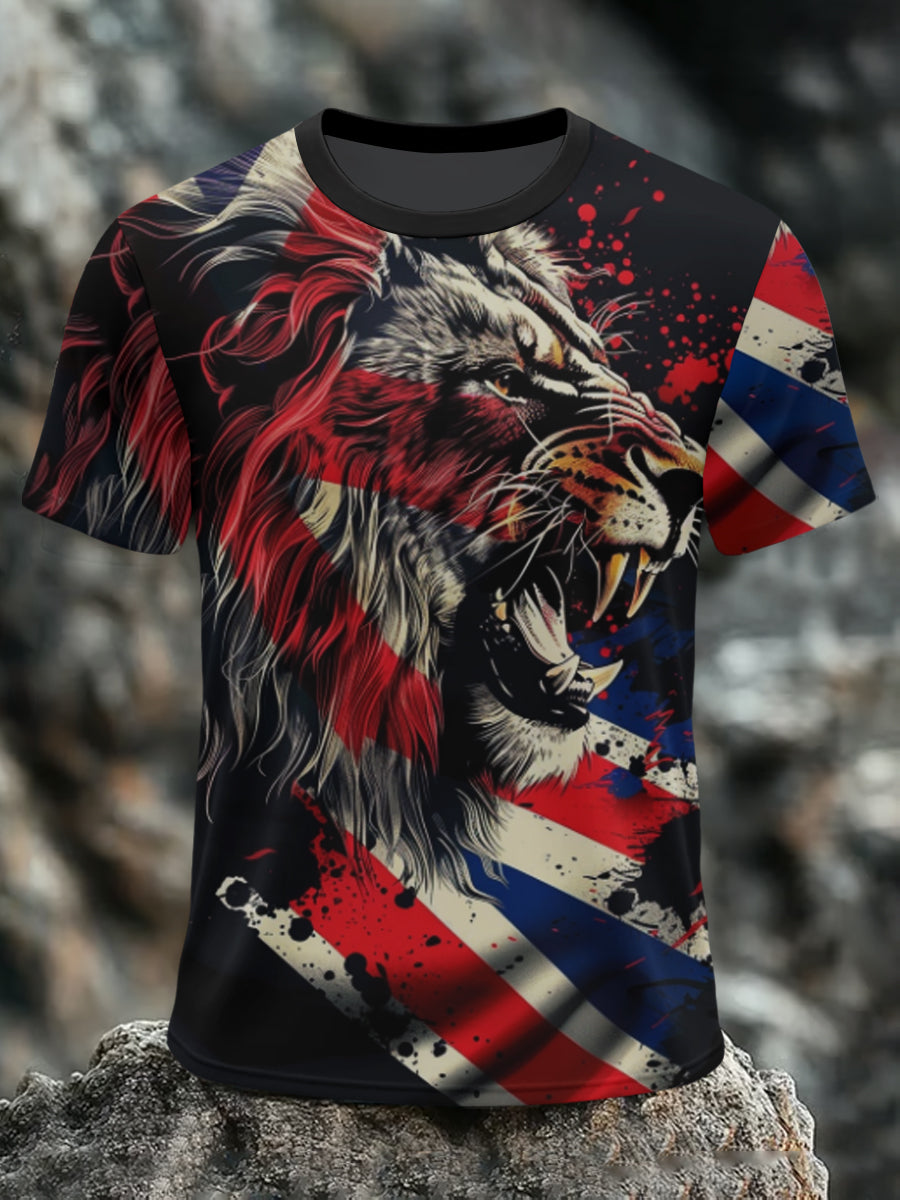 Men's UK Lion Flag Printed T-shirt