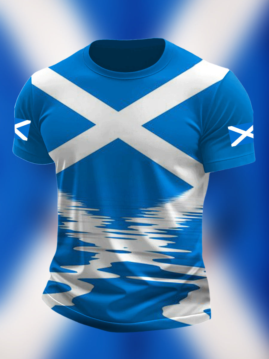 Scotland Flag Printed Vintage Fashion Loose Short Sleeve T-Shirt
