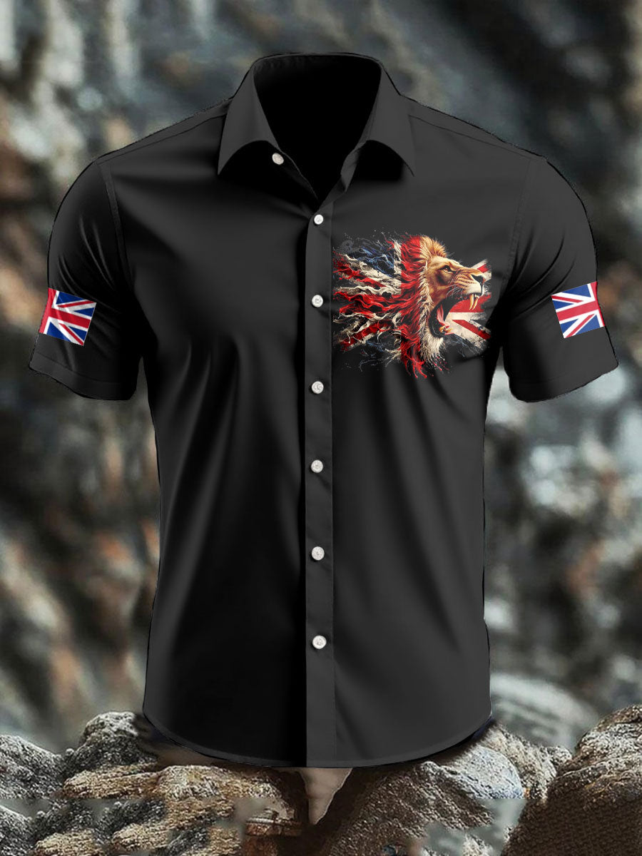 Men's UK Flag Lion Printed Shirt