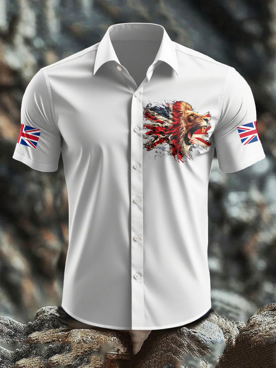 Men's UK Flag Lion Printed Shirt