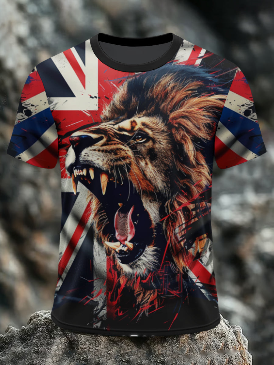 Men's UK Lion Flag Printed T-shirt