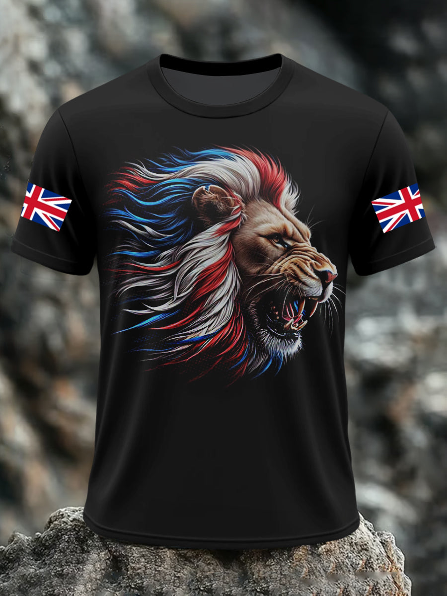 Men's UK Lion Flag Printed T-shirt
