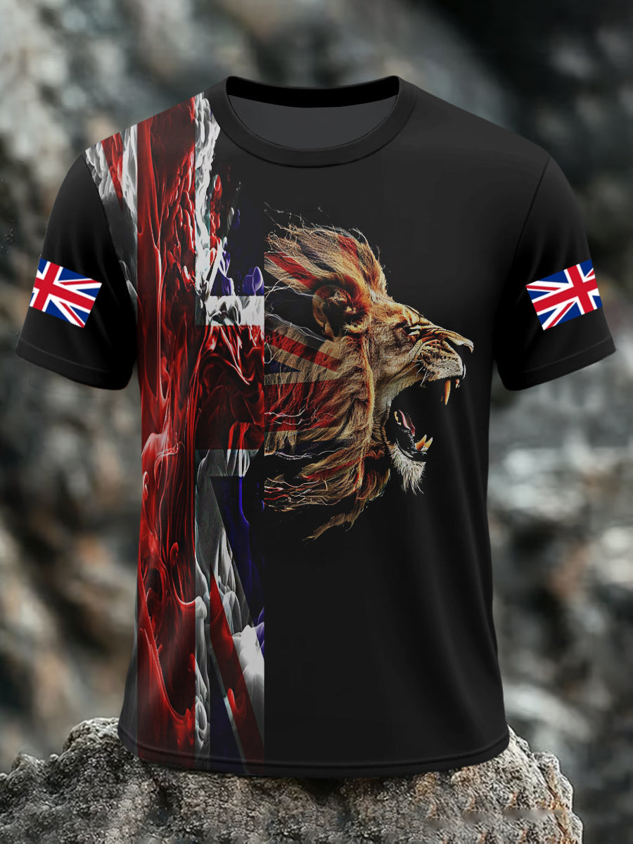 Men's UK Lion Flag Printed T-shirt