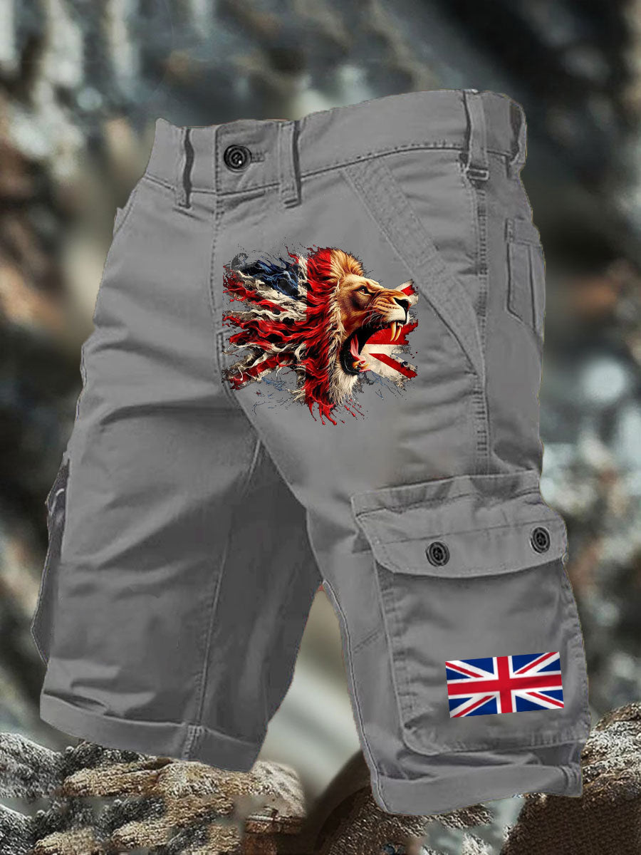 Men's UK Flag Lion Printed Shorts