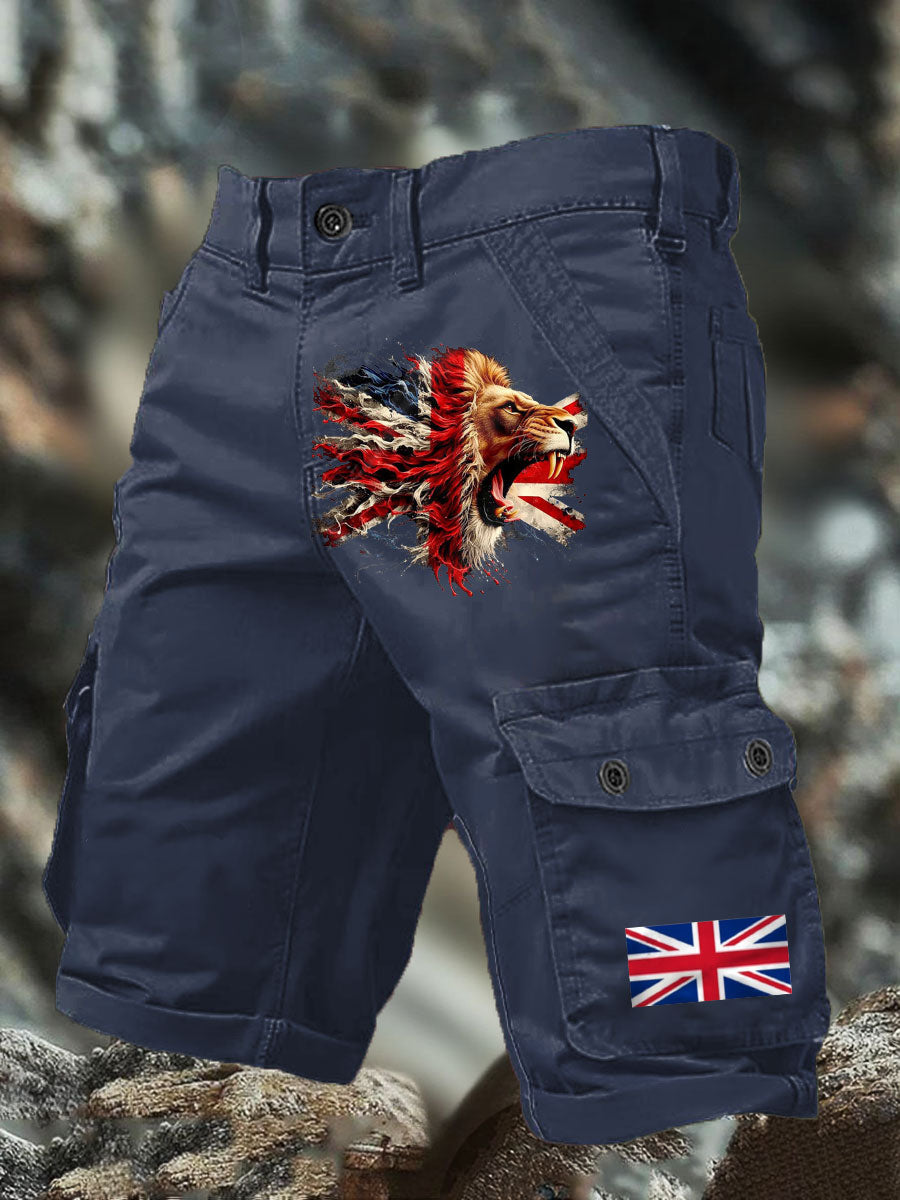 Men's UK Flag Lion Printed Shorts