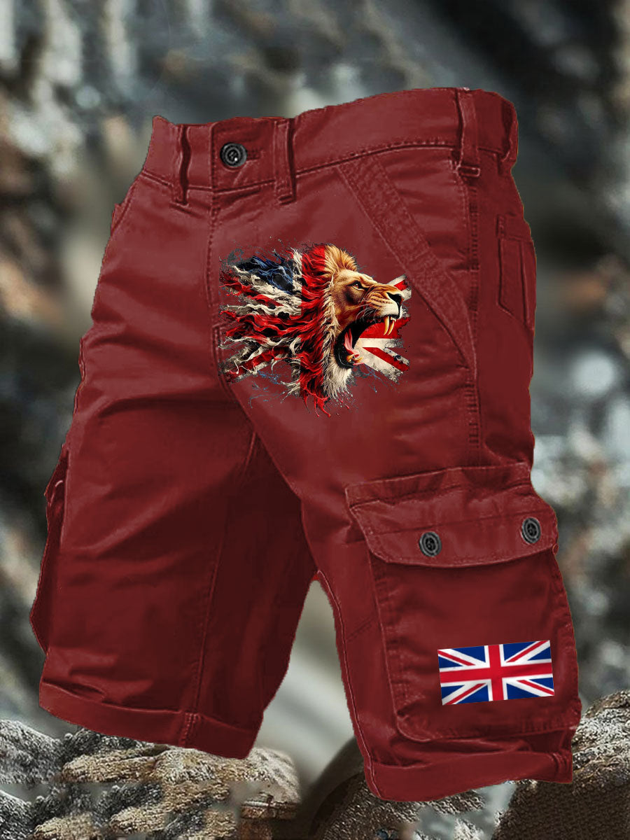 Men's UK Flag Lion Printed Shorts
