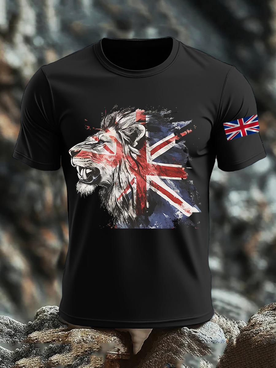 Men's British Lion Cotton Short-Sleeved T-shirt