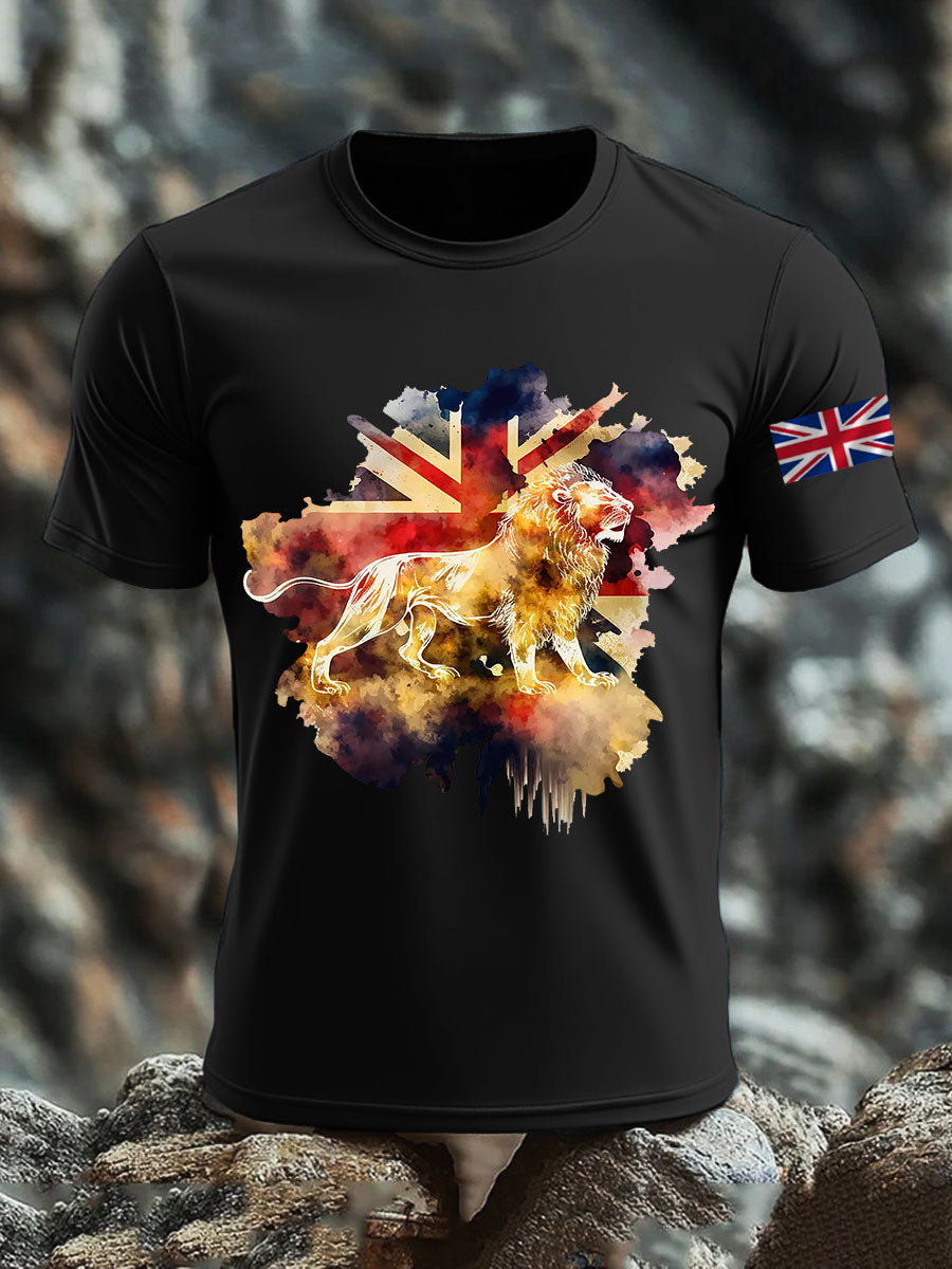 Men's British Lion Cotton Short-Sleeved T-shirt