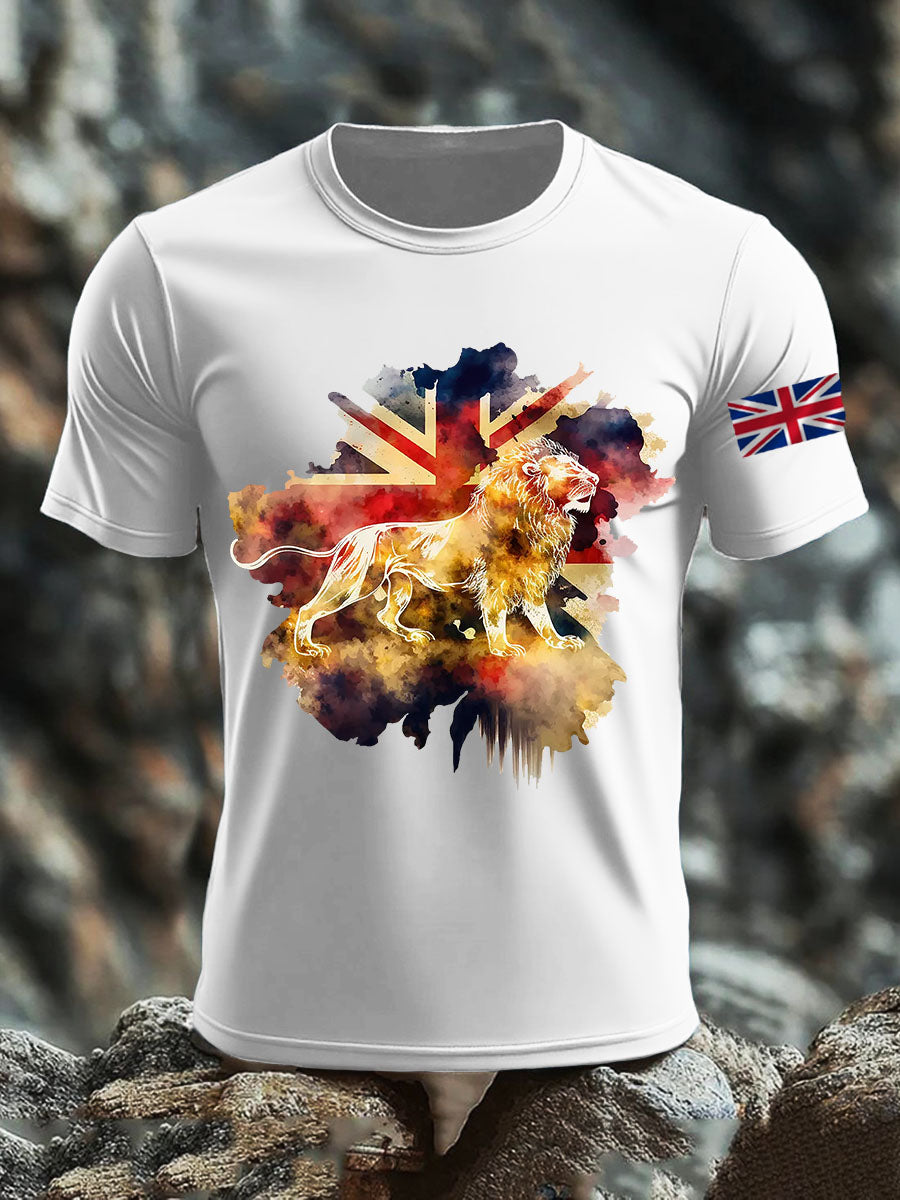 Men's British Lion Cotton Short-Sleeved T-shirt