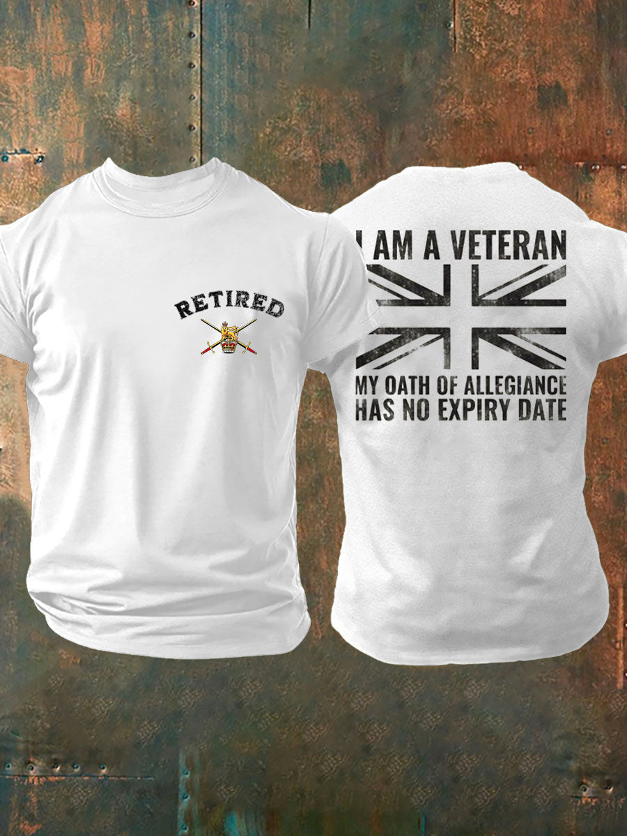 Men's British Veteran Retired Printed T-shirt