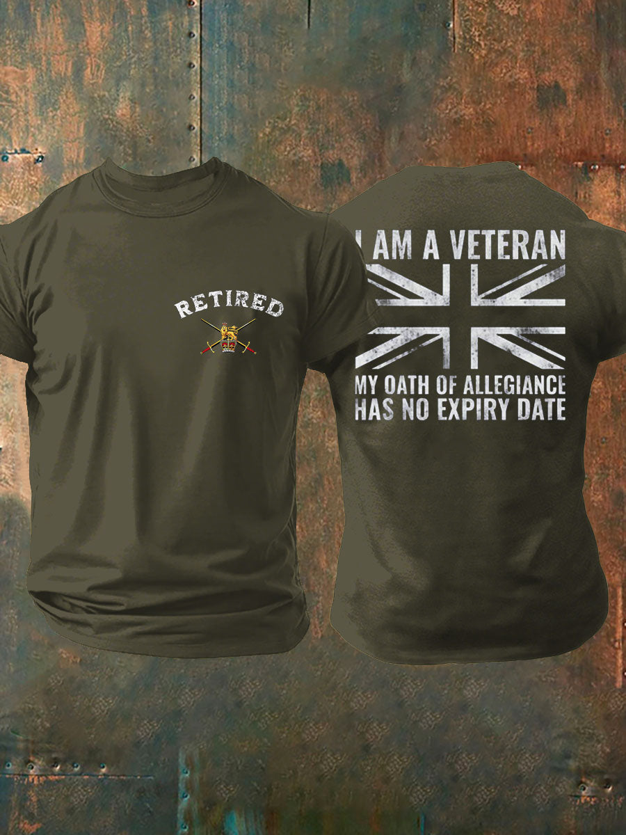 Men's British Veteran Retired Printed T-shirt
