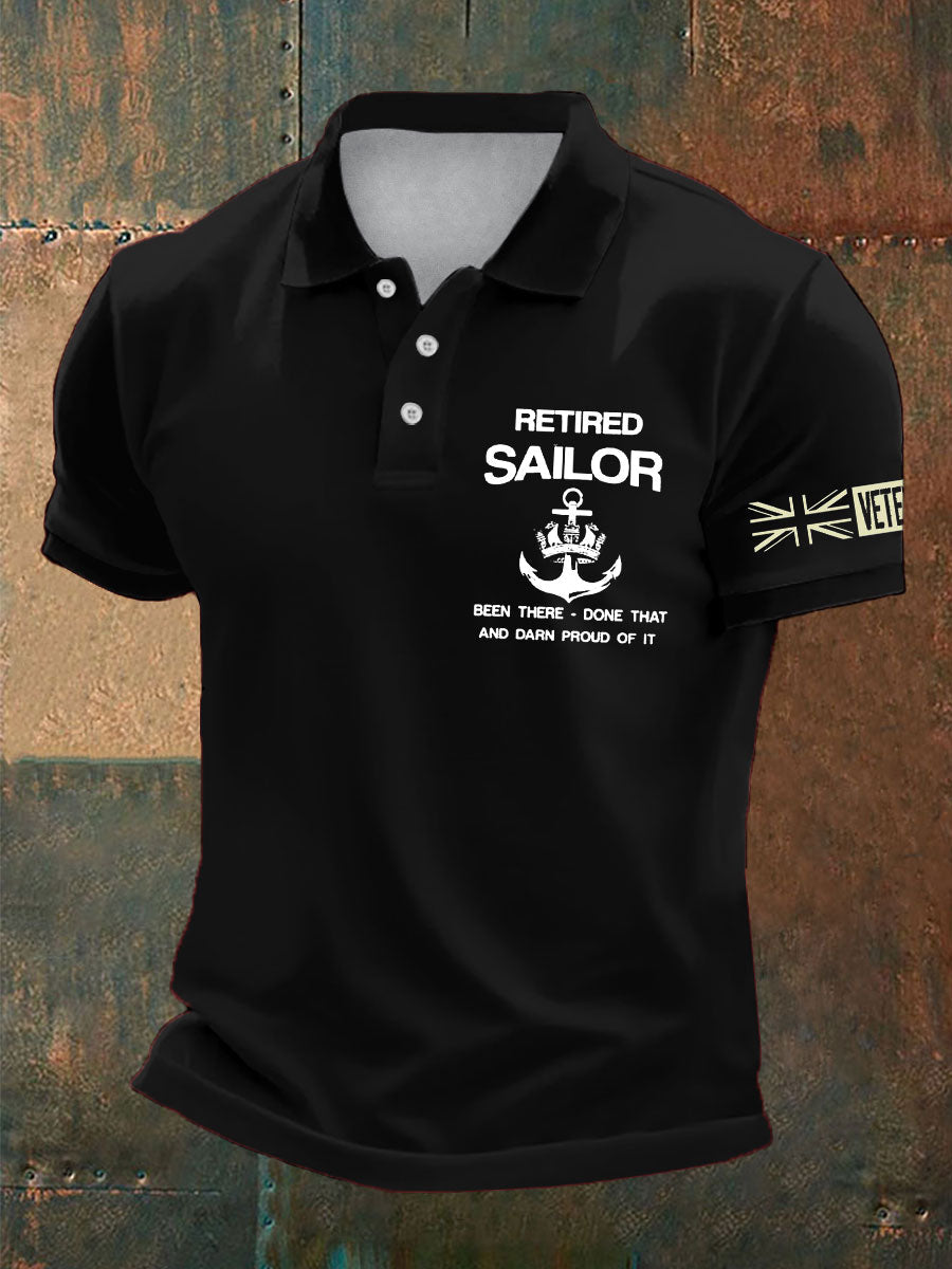 Men's British Veteran Retired Printed Casual Tops