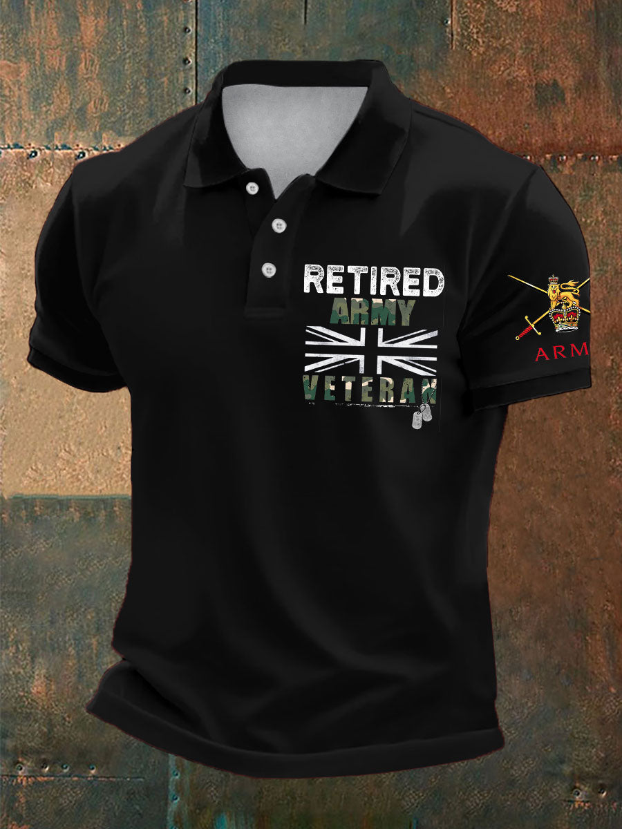 Men's British Veteran Retired Printed Casual Tops