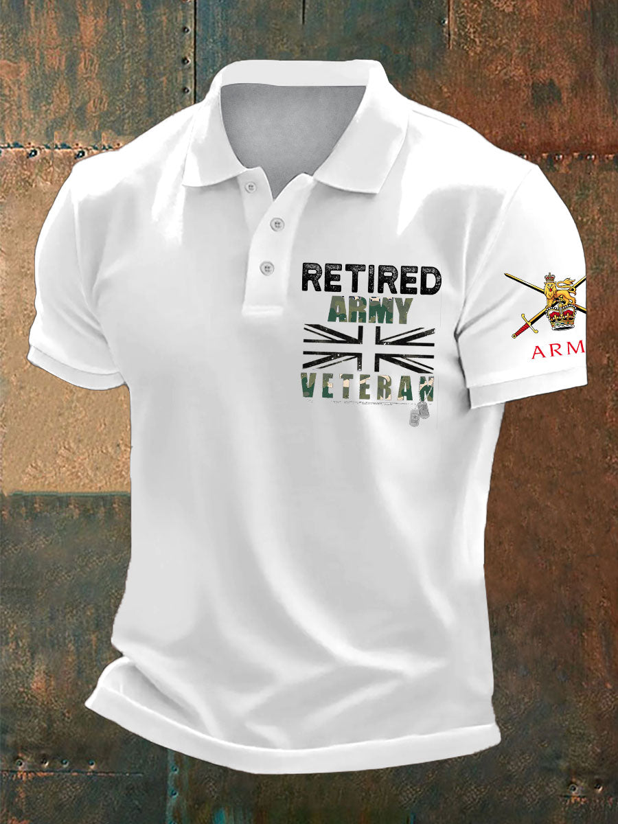 Men's British Veteran Retired Printed Casual Tops