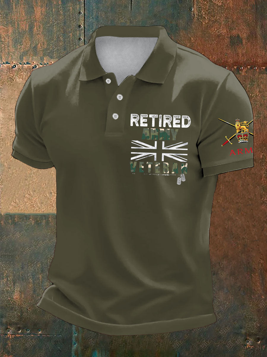 Men's British Veteran Retired Printed Casual Tops