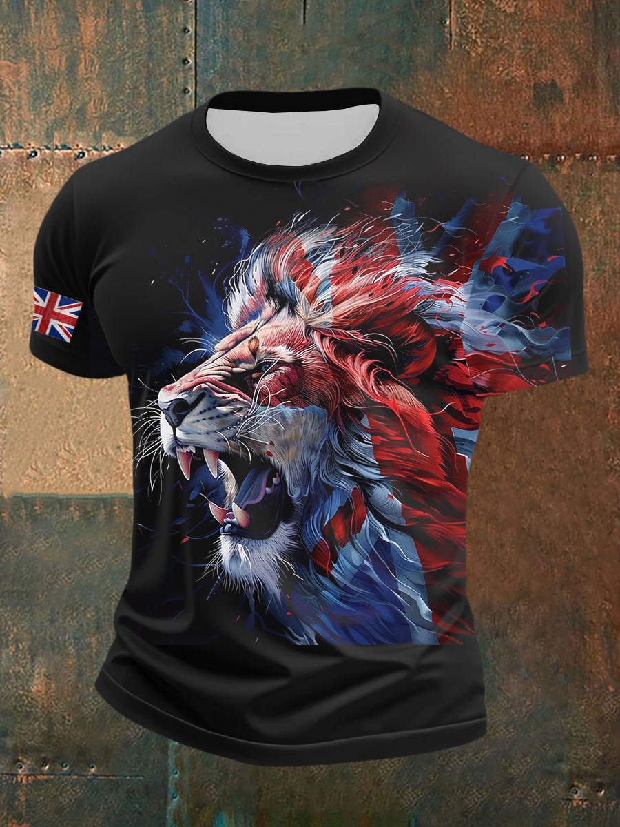 Men's UK Patriotic Flag Printed Short Sleeve T-shirt