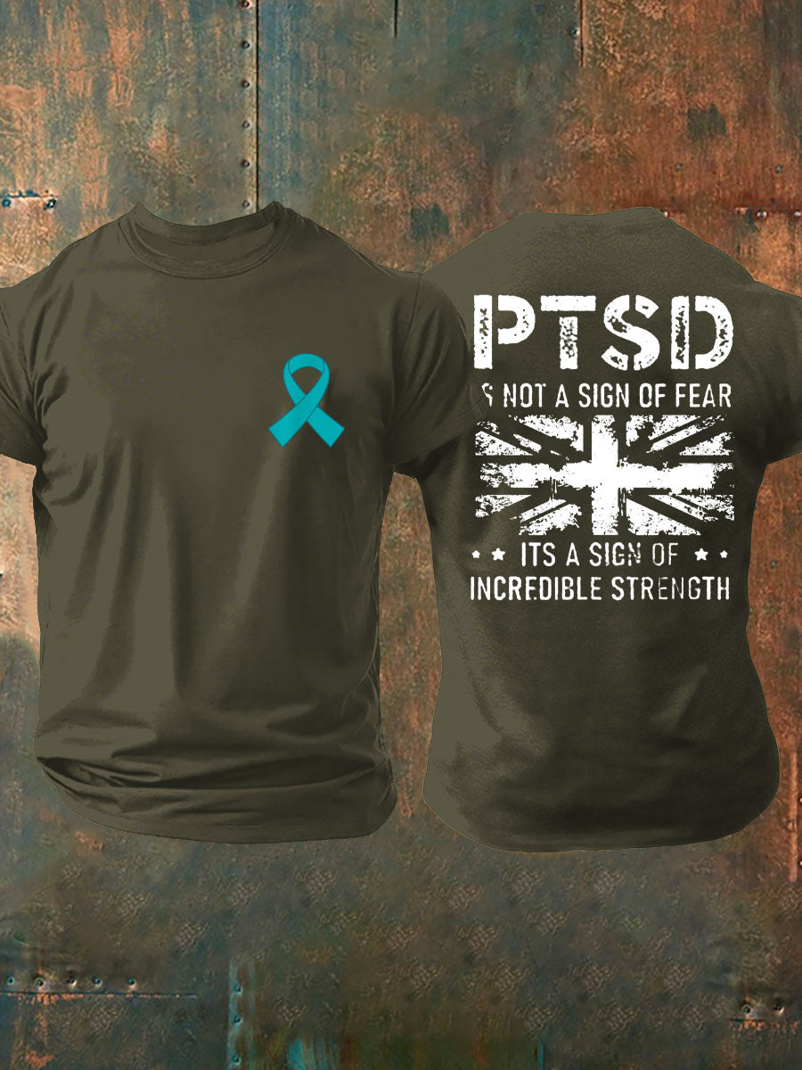 Men's PTSD Awareness Veteran Printed T-shirt