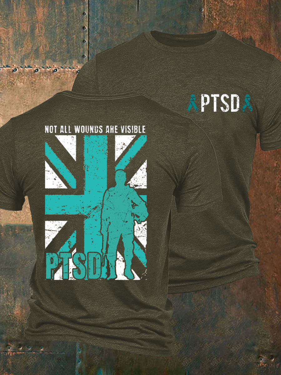 Men's PTSD Awareness Veteran Printed T-shirt