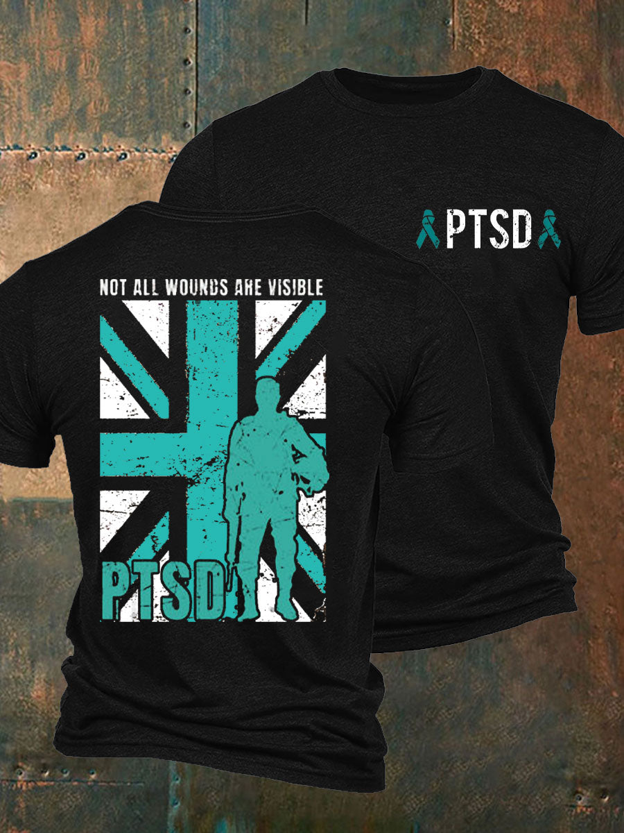 Men's PTSD Awareness Veteran Printed T-shirt
