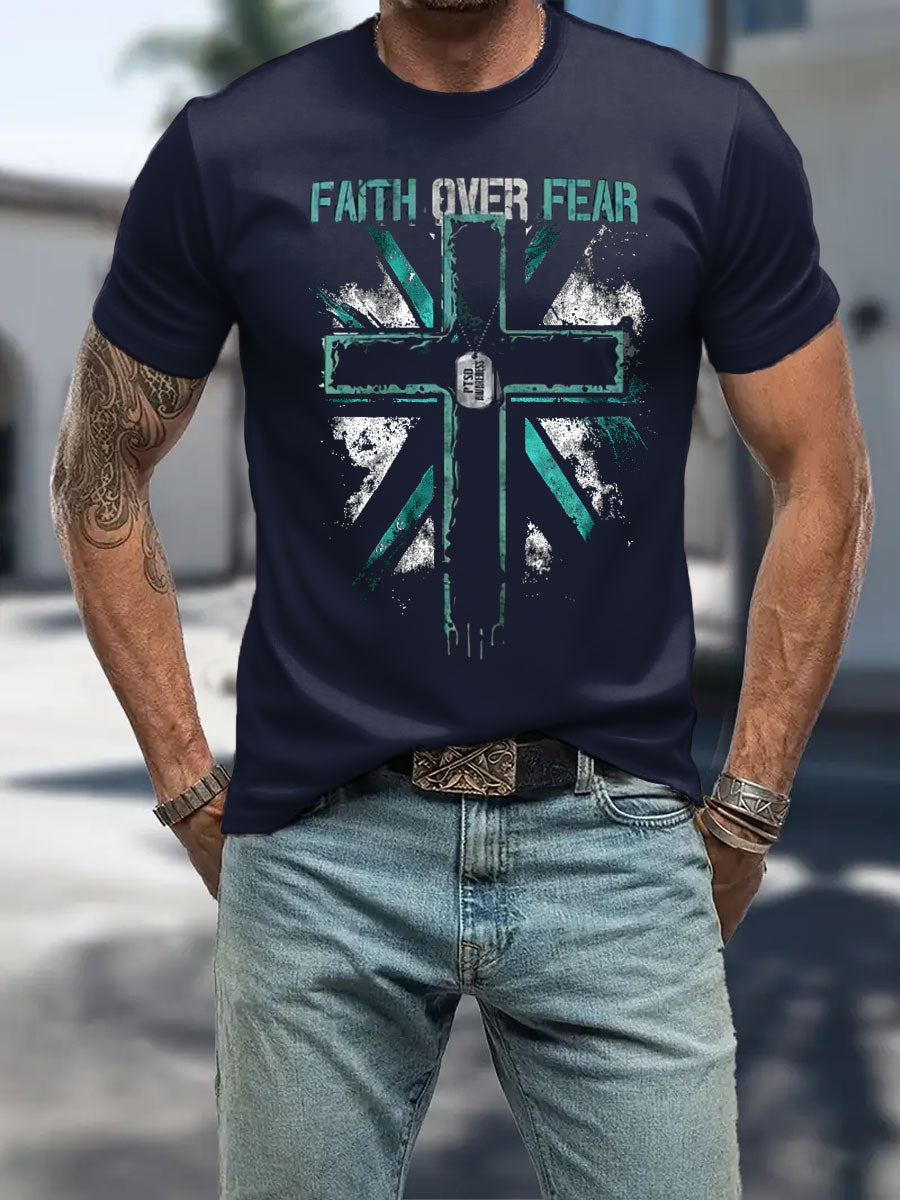 Men's PTSD Awareness Veteran Printed T-shirt