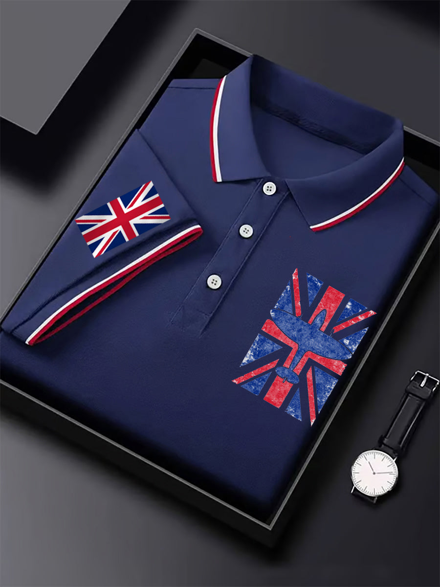 Men's Vintage Supermarine Spitfire British Flag Print Casual Top
