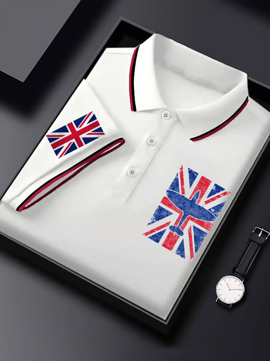 Men's Vintage Supermarine Spitfire British Flag Print Casual Top